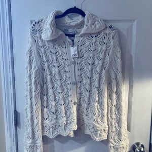 Zara Cream cardigan with rhinestone buttons